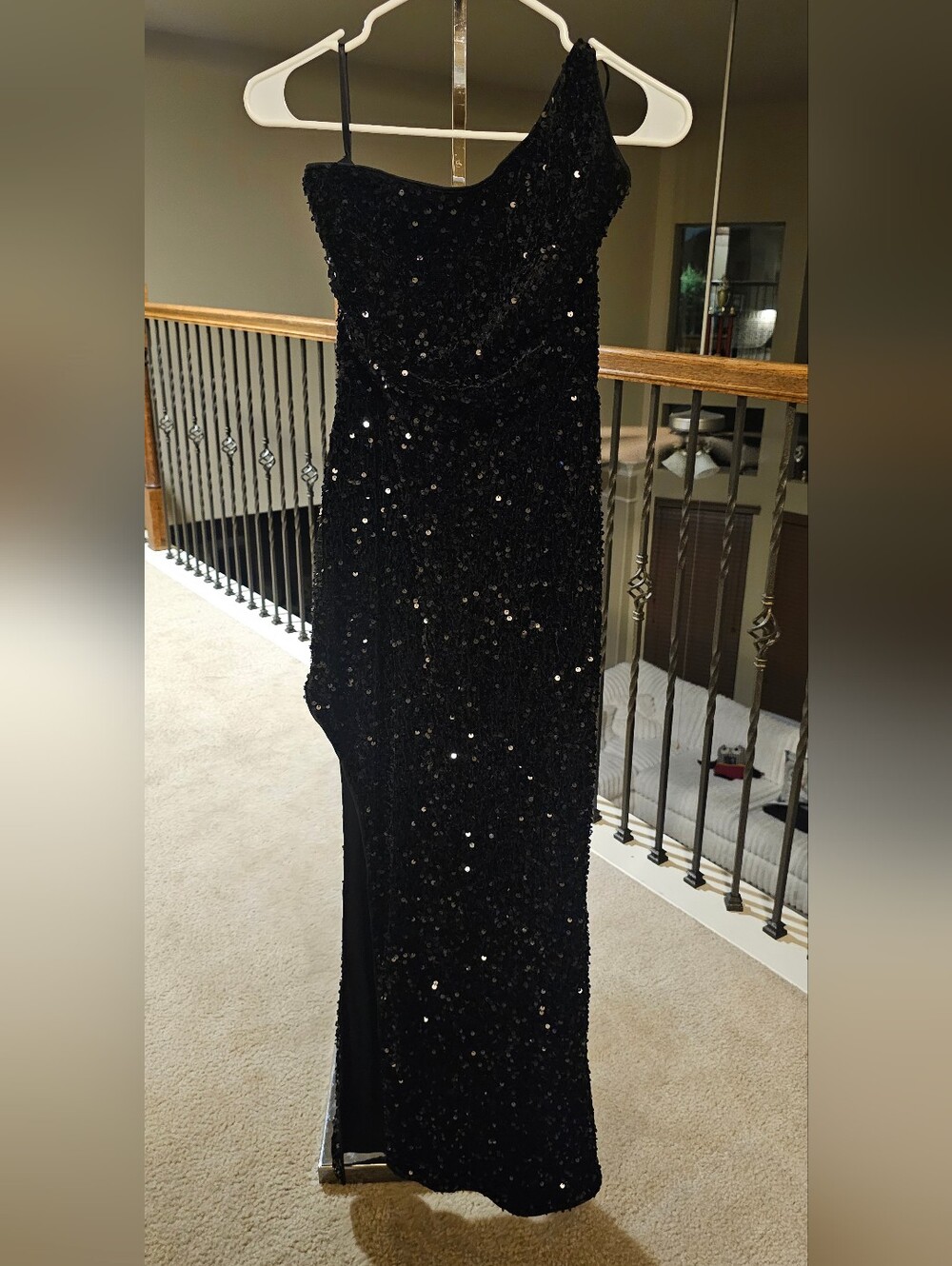 Black Sequin Evening Dress